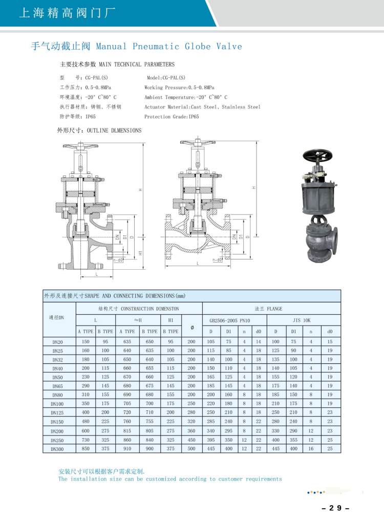 yTCG-PAL֚ӽֹyManualPneumaticGlobeValve